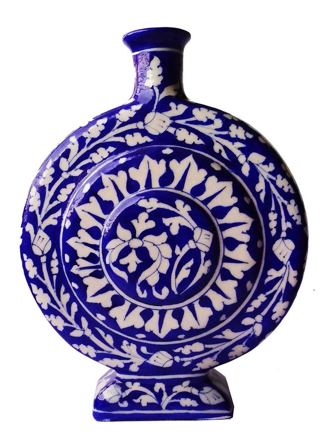 Shiv Kripa Blue Pottery Ceramic Flower Vase (9*8 INCH, Blue) - Image 1